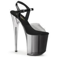 FLAMINGO-808T-1 Pleaser High Heels ankle strap sandal clear smoke black ombre