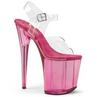 FLAMINGO-808T Pleaser high heels platform sandal clear pink tinted