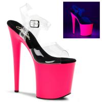 FLAMINGO-808UV Pleaser high heels platform sandal clear neon pink