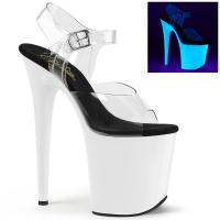 FLAMINGO-808UV Pleaser high heels platform sandal clear neon white