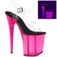 FLAMINGO-808UVT Pleaser high heels platform sandal clear neon hotpink tinted