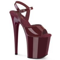 FLAMINGO-809 Pleaser Damen High-Heels Riemchen Plateausandaletten burgund Lack