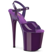 FLAMINGO-809 sexy Pleaser Damen High-Heels Riemchen Plateausandaletten lila Lack