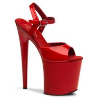 FLAMINGO-809 Pleaser High-Heels Plateau Sandaletten rot Lack