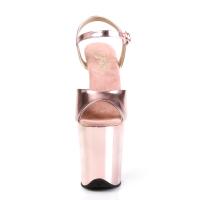 Sale FLAMINGO-809 Pleaser high heels platform sandal rose gold metallic chrome 42