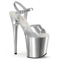 FLAMINGO-809 Pleaser High-Heels Plateau Sandaletten silber metallic chrom