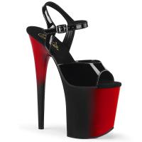 FLAMINGO-809BR Pleaser High-Heels Sandaletten vertikaler Farbverlauf schwarz rot