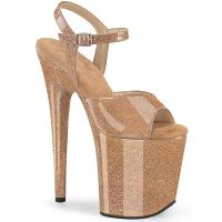 FLAMINGO-809GP Pleaser high heels platform ankle strap sandal gold glitter patent