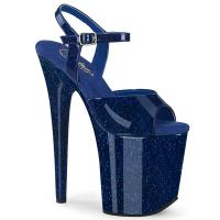 Sale FLAMINGO-809GP Pleaser vegan High Heels Plateausandaletten marineblau Glitter Lack 39