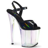 FLAMINGO-809HT Pleaser vegane Damen High Heels Plateausandaletten Holo schwarz Lack