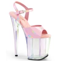 FLAMINGO-809HT Pleaser high heels platform ankle strap sandal baby pink holo tinted
