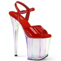 FLAMINGO-809HT Pleaser vegane Damen High Heels Plateausandaletten Holo rot Lack