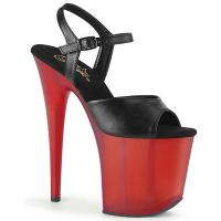 FLAMINGO-809T Pleaser High-Heels vegane Plateau Sandaletten schwarz Lederlook rot gefrostet