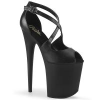 FLAMINGO-821 Pleaser High-Heels Peep Toe Sandaletten schwarz matt gekreuzte Riemchen