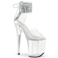 FLAMINGO-824RS-02 Pleaser high heels platform ankle cuff sandal clear AB rhinestones