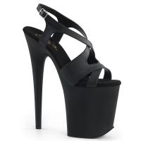 FLAMINGO-831 Pleaser high heels platform criss-cross sling back sandal black pu