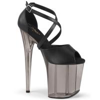 FLAMINGO-840T Pleaser Damen Riemen Peep Toe Plateausandaletten schwarz Lederoptik