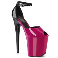 FLAMINGO-868 Pleaser High Heels zweifarbige Peep Toe Plateausandaletten fuchsia schwarz