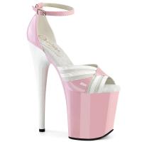 FLAMINGO-884 Pleaser vegane Damen High Heels Plateausandaletten babypink weiß