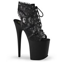 FLAMINGO-896LC Pleaser High-Heels Peep Toe Plateaustiefeletten schwarz Spitzeneinsatz