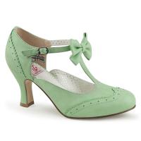 FLAPPER-11 Pin Up Couture elegant t-strap pump kitten heel mint matte