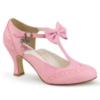 FLAPPER-11 Pin Up Couture Lochmuster T-Riemchen Schleifen Pumps pink Lederlook