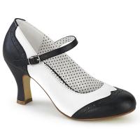 FLAPPER-25 Funtasma Lochmuster Riemchen Pumps Bi-Color schwarz weiß