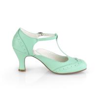 Sale FLAPPER-26 Pin Up Couture Lochmuster T-Riemchen Pumps mint Lederoptik 41