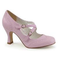 FLAPPER-35 Pin Up Couture Lochmuster Riemchen Pumps lavendel Lederlook
