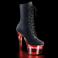 FLASHDANCE-1020-7 Pleaser LED High-Heels Stiefeletten schwarz transparent