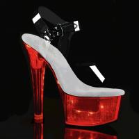 FLASHDANCE-608CH Pleaser LED Effekte High-Heels Sandaletten klar Hologramm