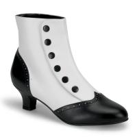 FLORA-1023 Bordello heel button spat ankle boot white black matte