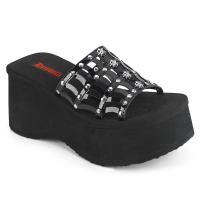 FUNN-13 DemoniaCult ladys platform slide sandal studded spider web black patent