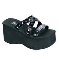 Sale FUNN-19 DemoniaCult ladys studded strap sandal black matte 37