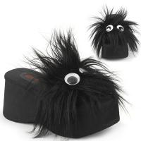 FUNN-31 DemoniaCult Gothic Punk Damen Plateau Pantoletten schwarz Fell Kulleraugen