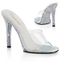 Sale GALA-01DML Fabulicious vegan ladies high heels pantolette clear silver rhinestones 39