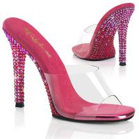 GALA-01DMM Fabulicious High Heels Pantoletten klar fuchsia zweifarbige Strasssteine