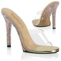 GALA-01DMM Fabulicious High Heels Pantoletten klar gold zweifarbige Strasssteine