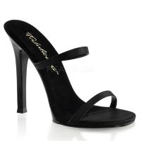 GALA-02 Fabulicious High-Heels Pantoletten schwarz Satin Doppel-Spaghetti Riemchen