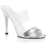 GALA-02L Fabulicious High-Heels Doppelriemchen Pantoletten klar silber Metallic