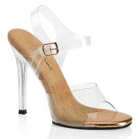 GALA-08 Fabulicious High-Heels Knöchelriemchen Sandaletten klar roségold Chrom