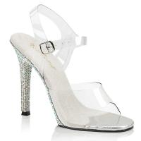 Sale GALA-08DM Fabulicious high heels ankle strap sandal transparent with multi rhinestones 35