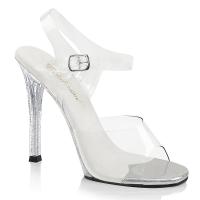 Sale GALA-08MG Fabulicious High-Heels Knöchelriemchen Sandaletten klar mit Miniglitter 36