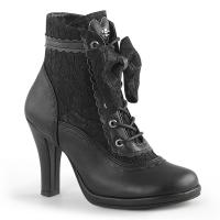 GLAM-200 DemoniaCult High-Heels Stiefeletten schwarz Spitzenbesatz Herz und Schleife