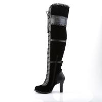 Sale GLAM-300 DemoniaCult High-Heels Overkneestiefel schwarz Lederoptik Samt Schleifen 40