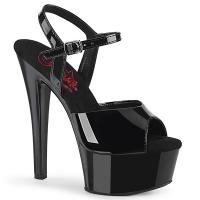 Sale GLEAM-609 Pleaser High Heels Riemchen Plateausandaletten schwarz Lack 39
