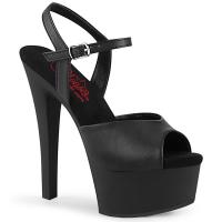 GLEAM-609 Pleaser vegan comfort high heels ankle strap sandal black matte