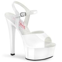 GLEAM-609 Pleaser vegan comfort high heels ankle strap sandal white patent