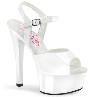 Sale GLEAM-609 Pleaser Damen High Heels Riemchen Plateausandaletten weiss Lack 36