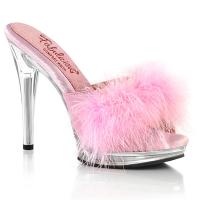 GLORY-501F-8 Fabulicious width comfort high heels platform marabou baby pink matte fur clear